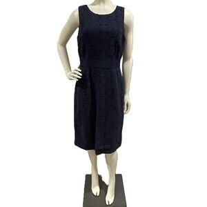 Boden Navy Blue Sleeveless Lace‎ Sheer Overlay Dress Fully Lined Size 8L